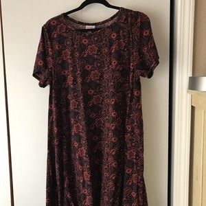 LuLaRoe Carly, Navy and Dark Orange